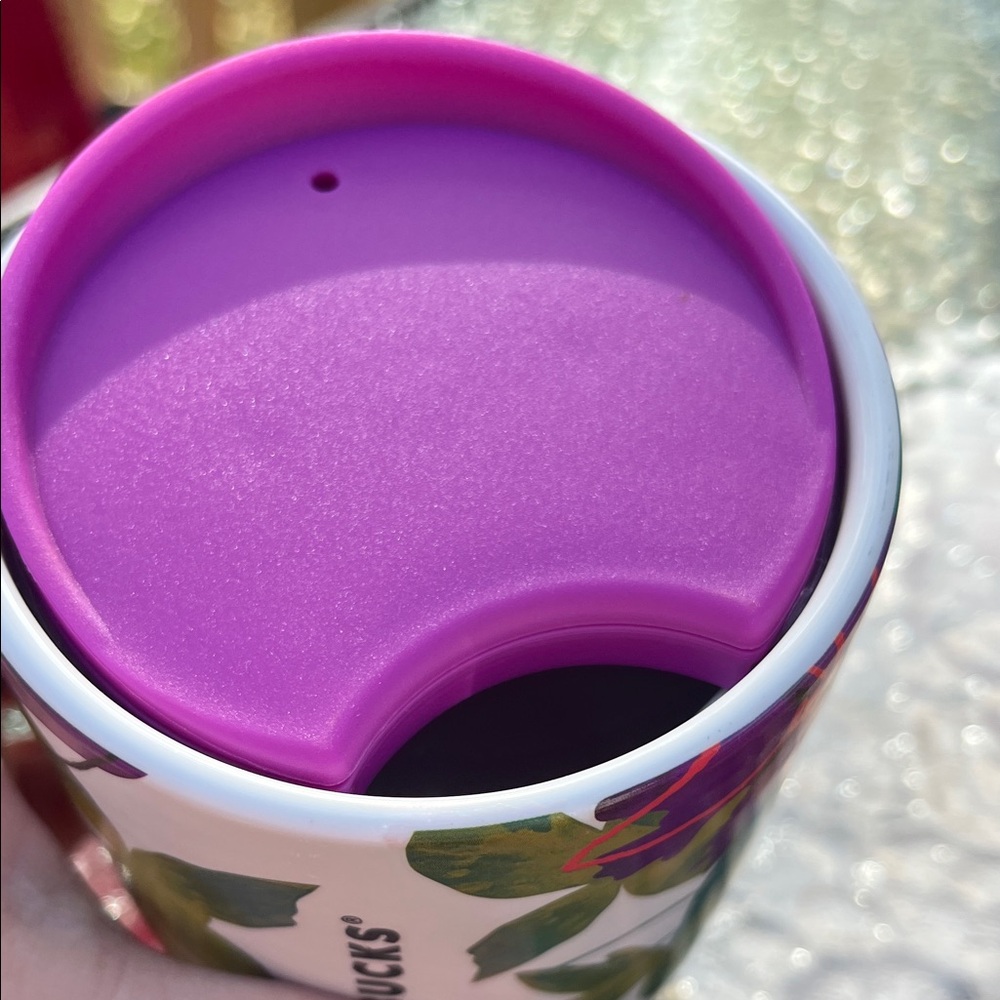 Starbucks White Mug with Green and Purple Floral Design - Picture 4 of 8